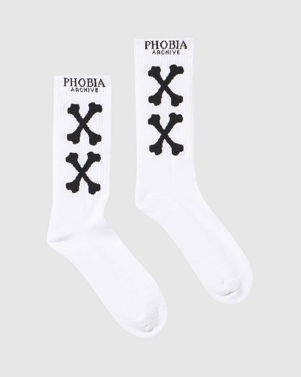 Phobia Archive WHITE SOCKS WITH BLACK CROSSED BONES