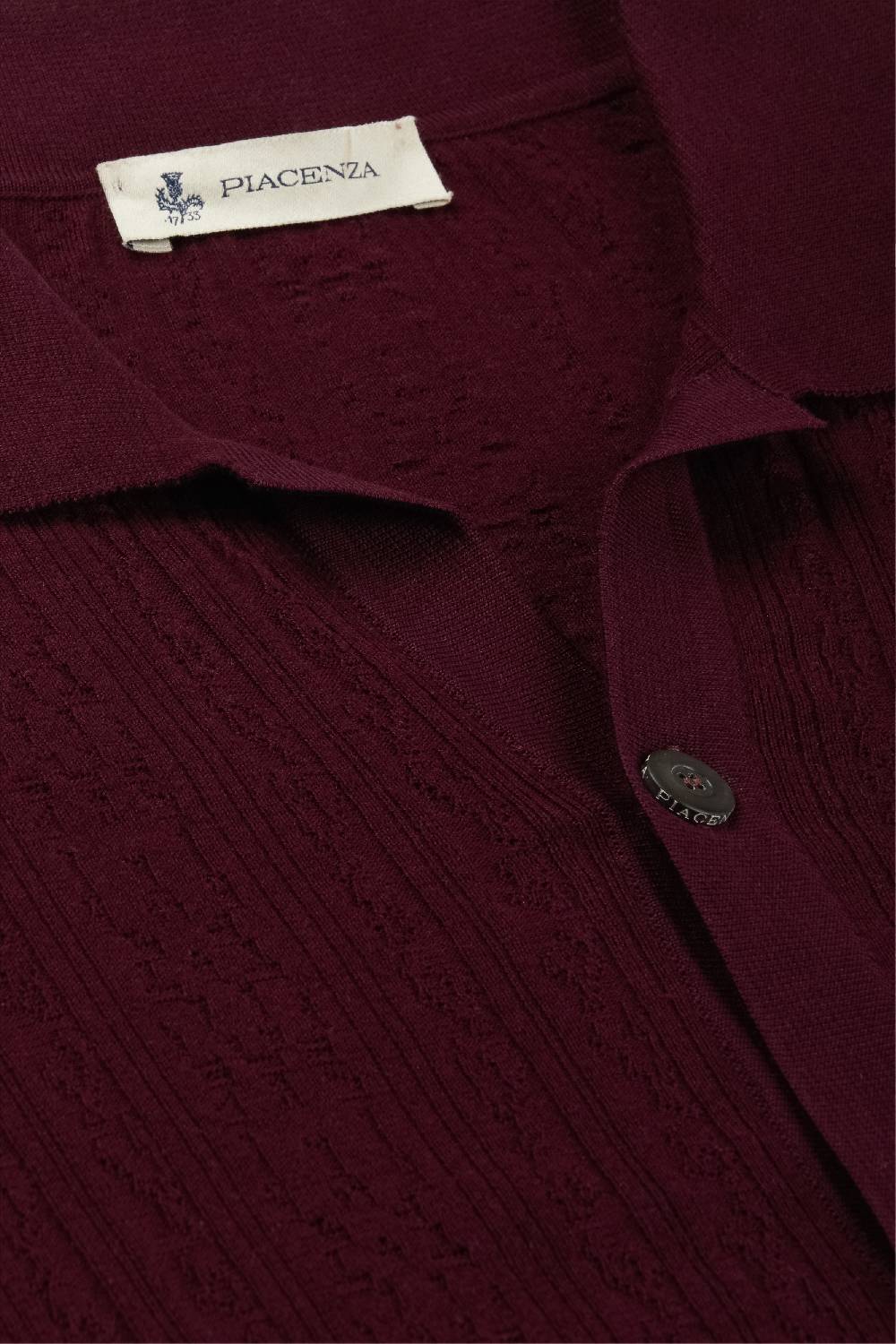 Piacenza 1733 Camicia Maniche Corte Broken Flat Rib Vinaccia