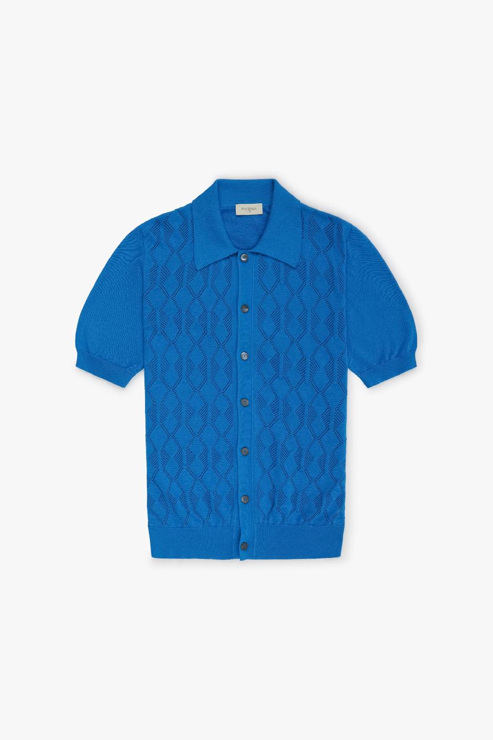 Piacenza 1733 Camicia maniche corte crochet blu elettrico