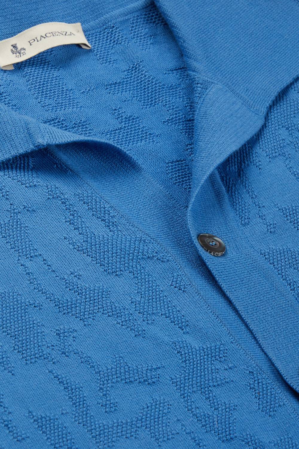 Piacenza 1733 Camicia Maniche Corte Jacquard Mesh Camo Azzurro