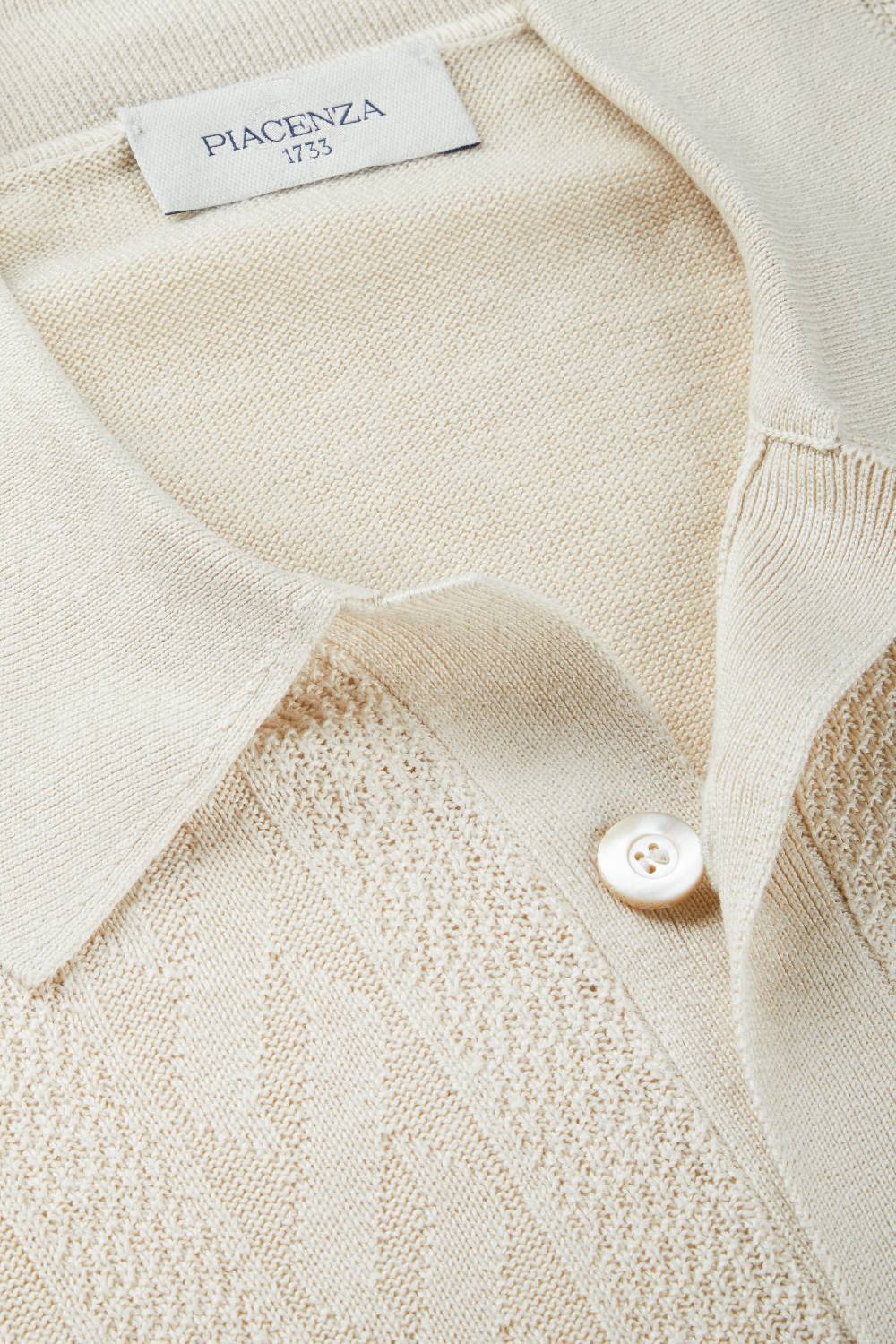 Piacenza 1733 Camicia Maniche Corte Sand And Wave Panna