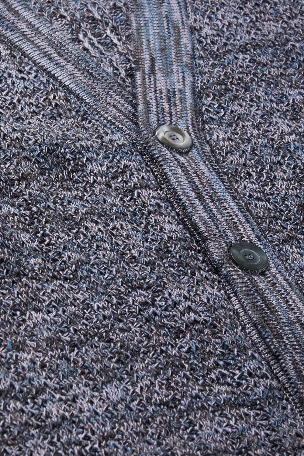 Piacenza 1733 Cardigan Con Bottoni Moulinè Lilla E Blu