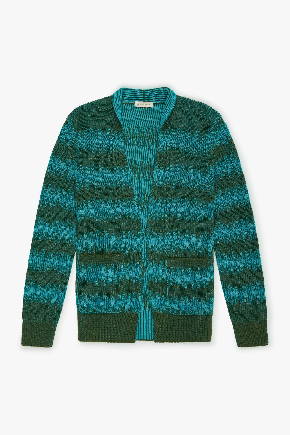 Piacenza 1733 Cardigan senza bottoni verde chiaro e scuro