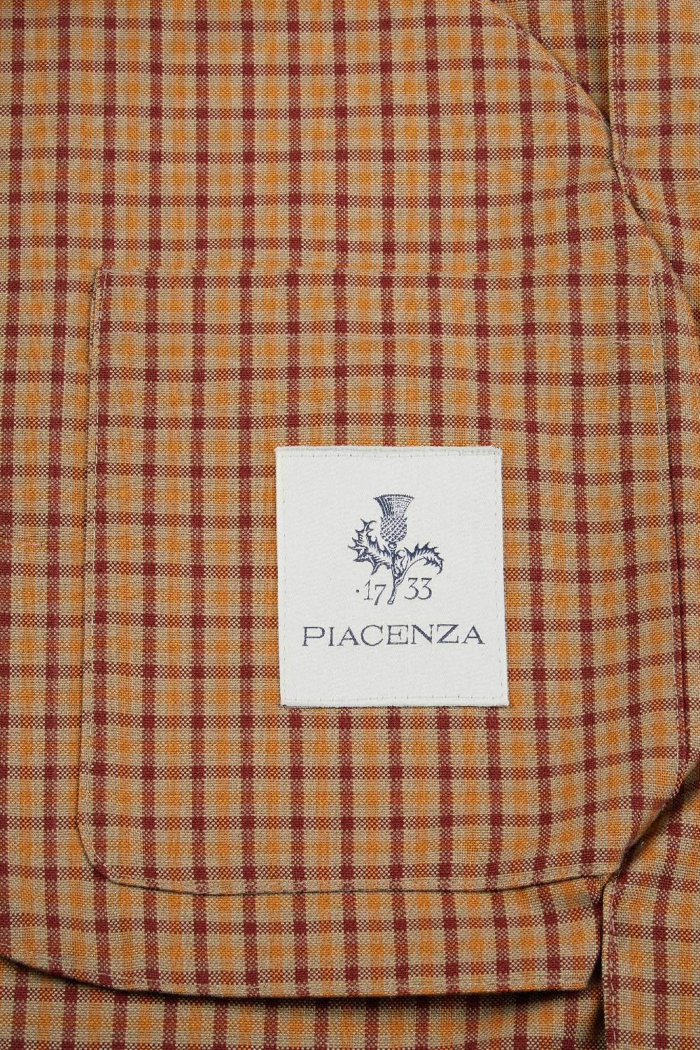 Piacenza 1733 Giacca Camicia Micro Check Cammello E Bordeaux