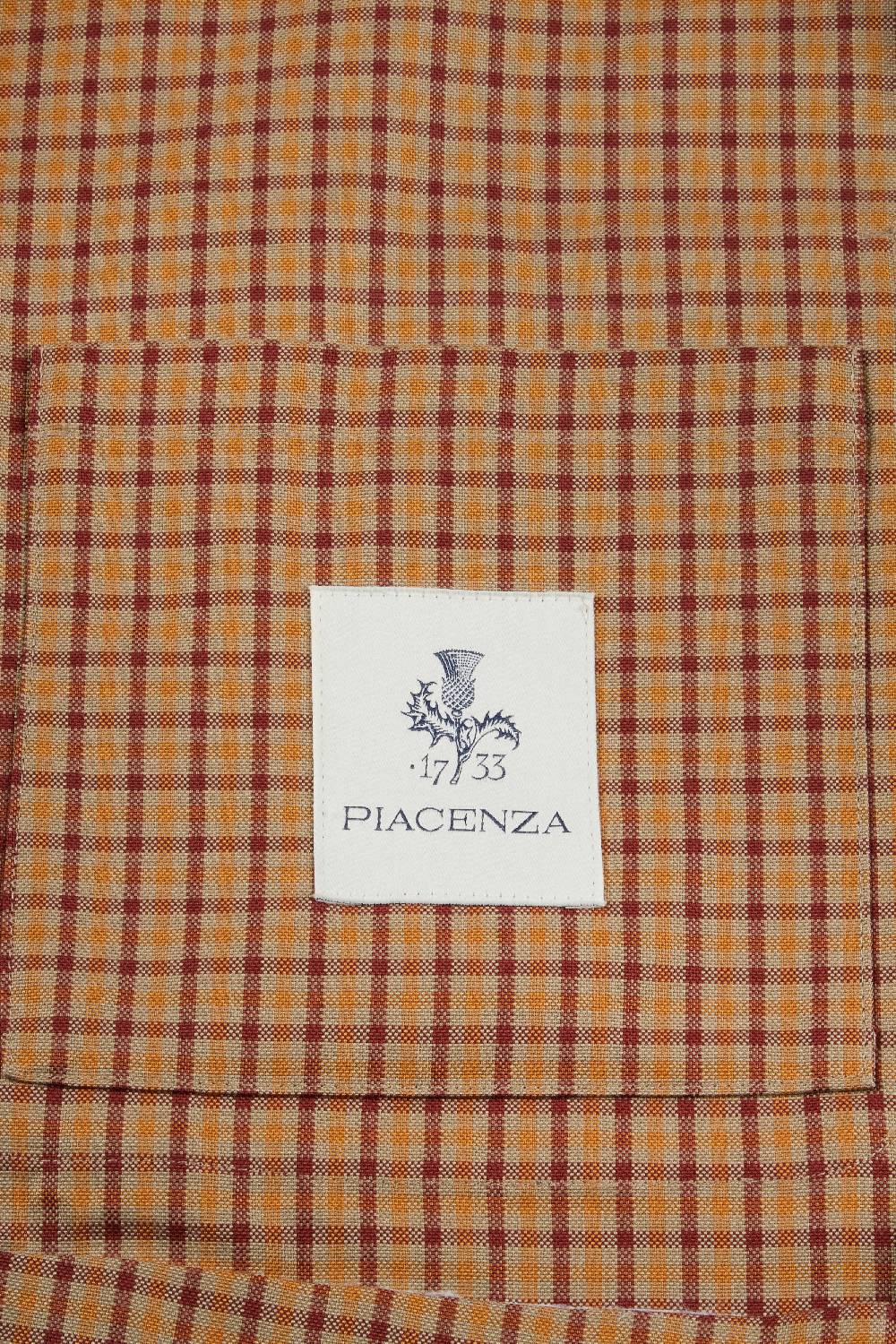 Piacenza 1733 Giacca Micro Check Cammello E Bordeaux