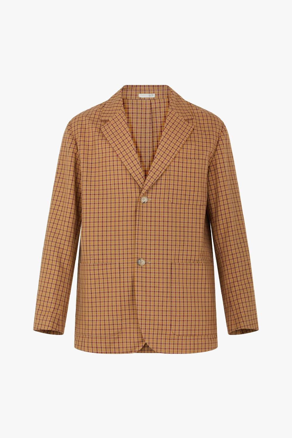 Piacenza 1733 Giacca micro check cammello e bordeaux