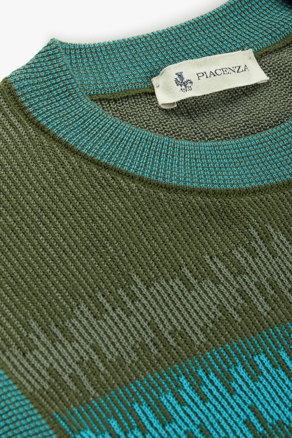 Piacenza 1733 Gilet Ikat Striped Rib Verde Chiaro E Scuro