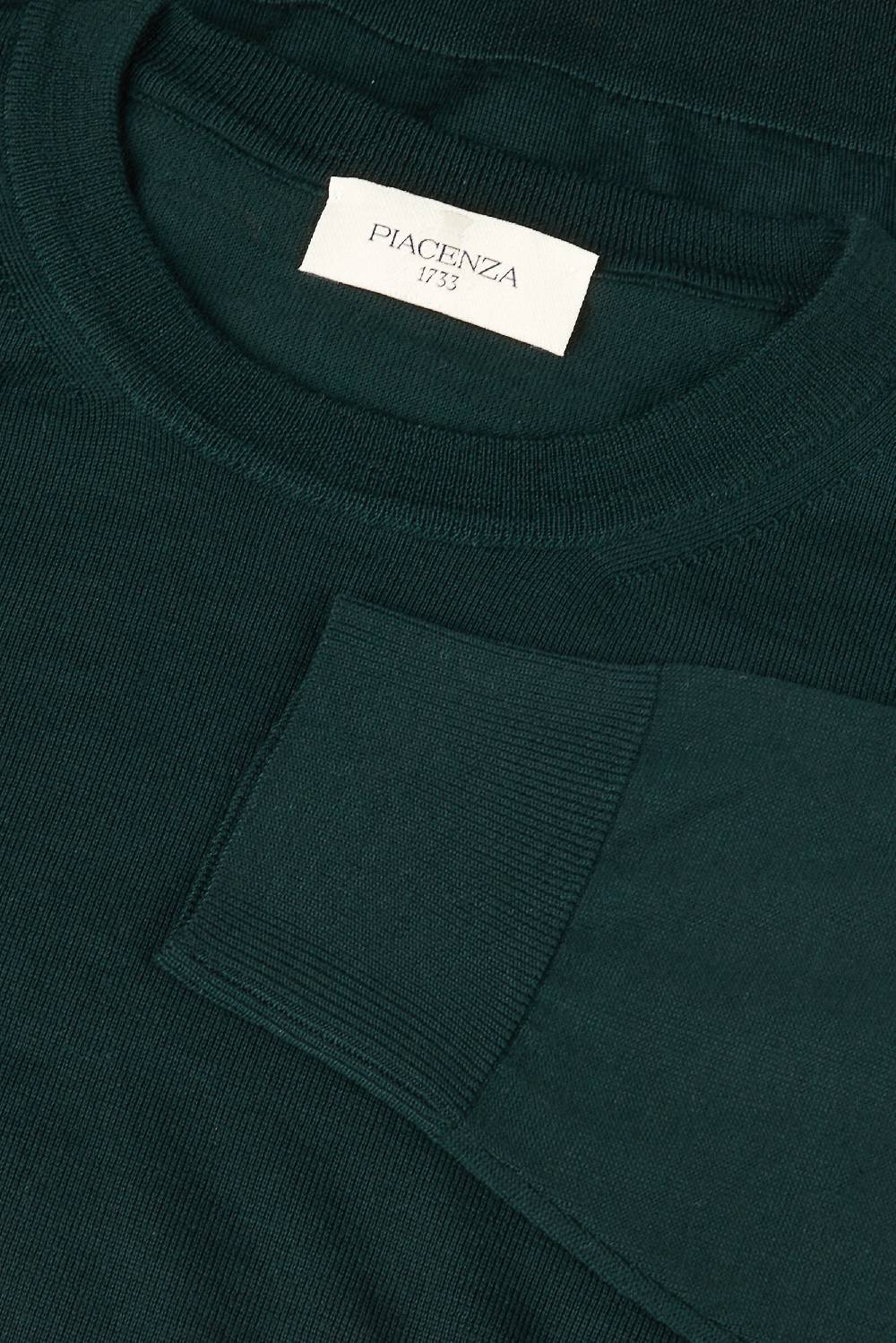Piacenza 1733 Girocollo Lana Merino Super Fine Verde Scuro