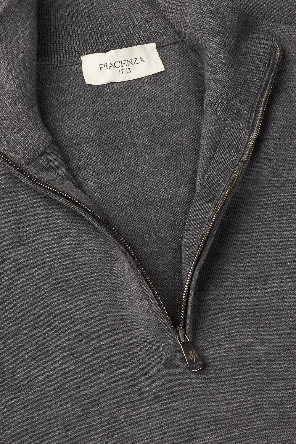 Piacenza 1733 Lupetto Zip Lana Merino Super Fine Antracite