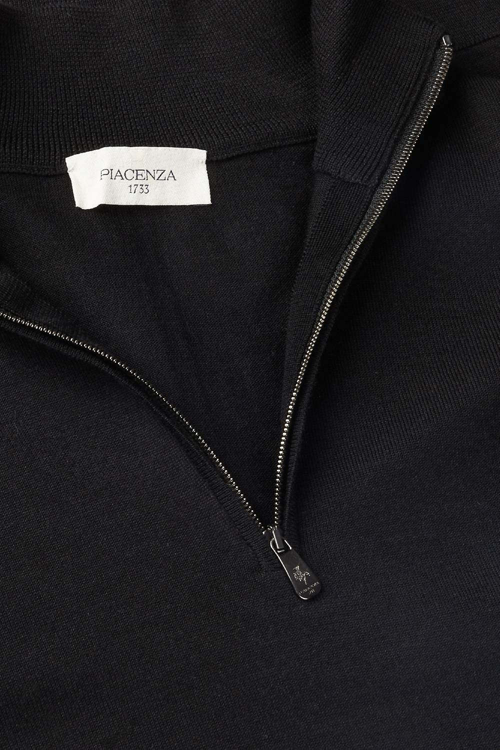 Piacenza 1733 Lupetto Zip Lana Merino Super Fine Nero