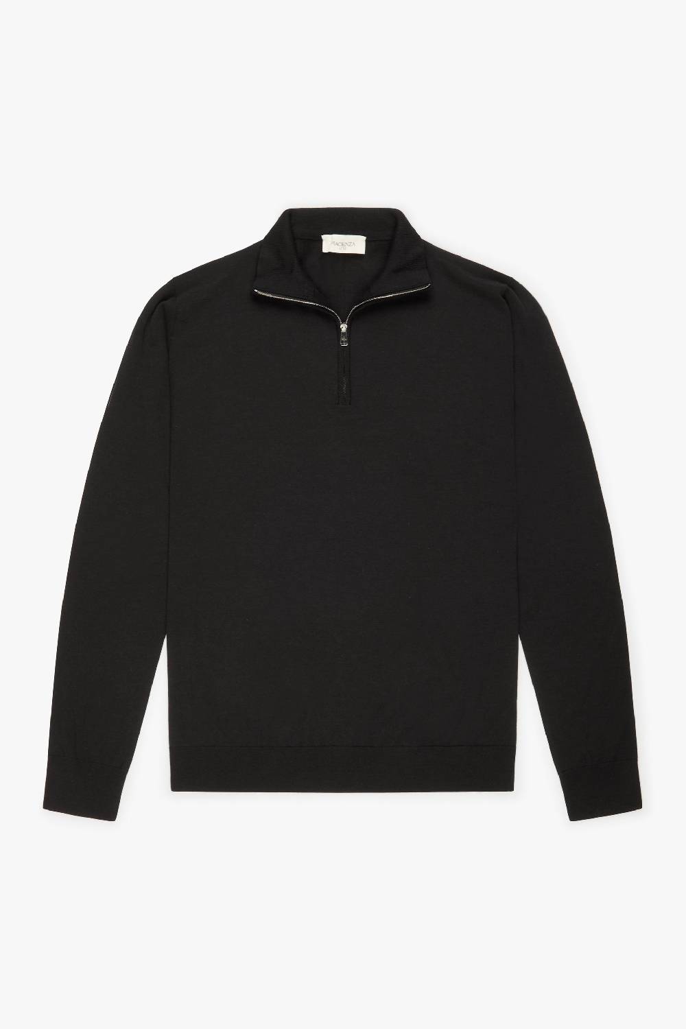 Piacenza 1733 Lupetto Zip lana merino super fine nero