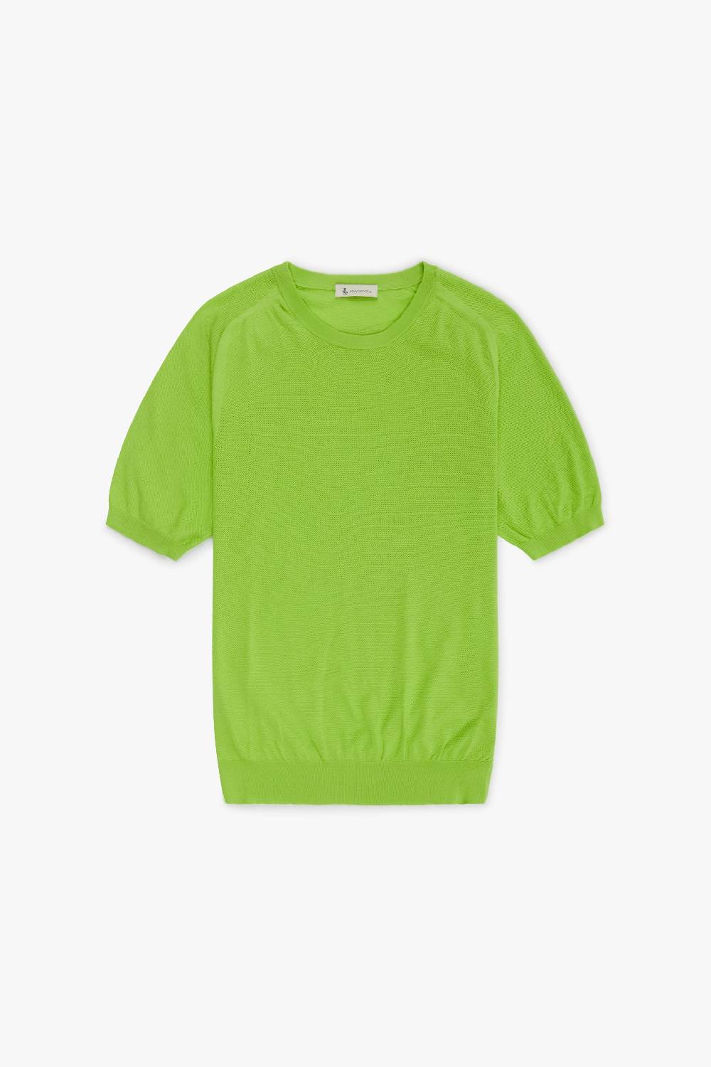 Piacenza 1733 Maglia maniche corte micro mesh stitch verde fluo