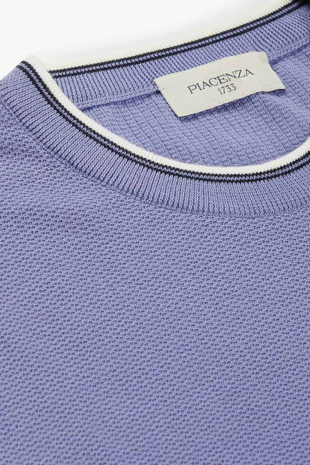 Piacenza 1733 Maglia Maniche Corte Shell Stitch Lilla Bordo Bianco