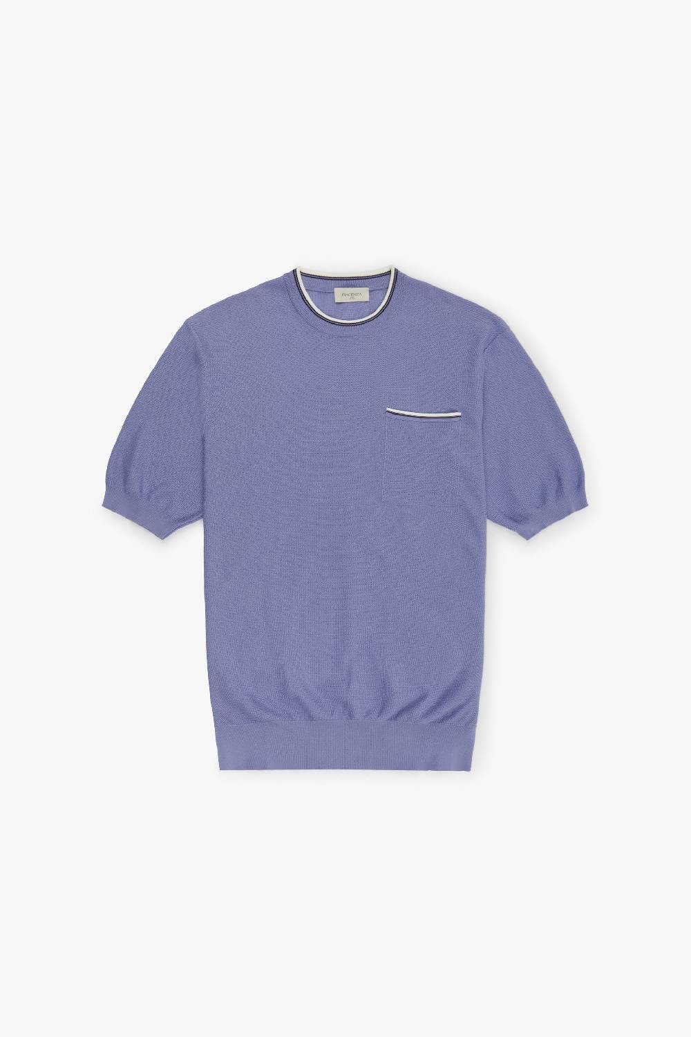 Piacenza 1733 Maglia maniche corte shell stitch lilla bordo bianco