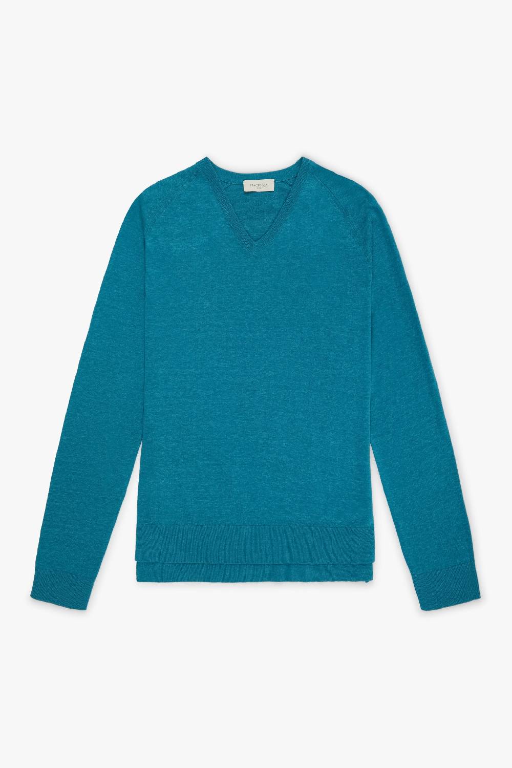 Piacenza 1733 Maglia maniche lunghe scollo a V verde oceano