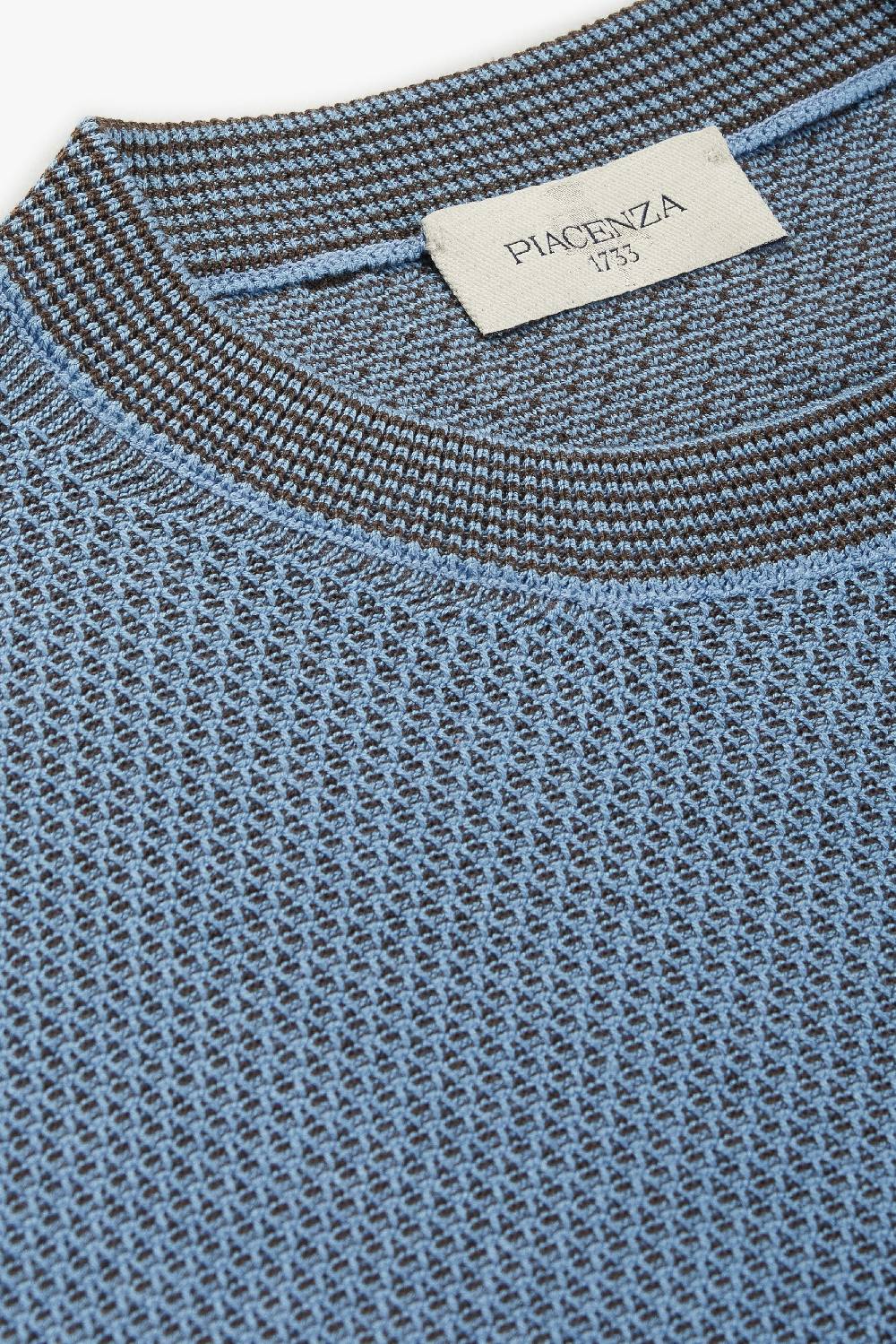 Piacenza 1733 Maglia Maniche Lunghe Two Tone Slip Azzurro E Marrone