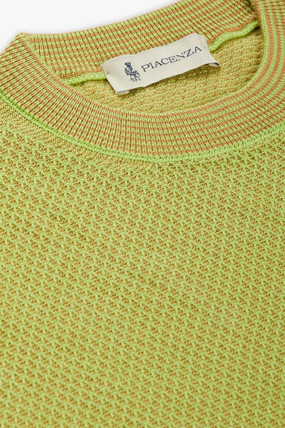 Piacenza 1733 Maglia Maniche Lunghe Two Tone Slip Verde Fluo E Naturale