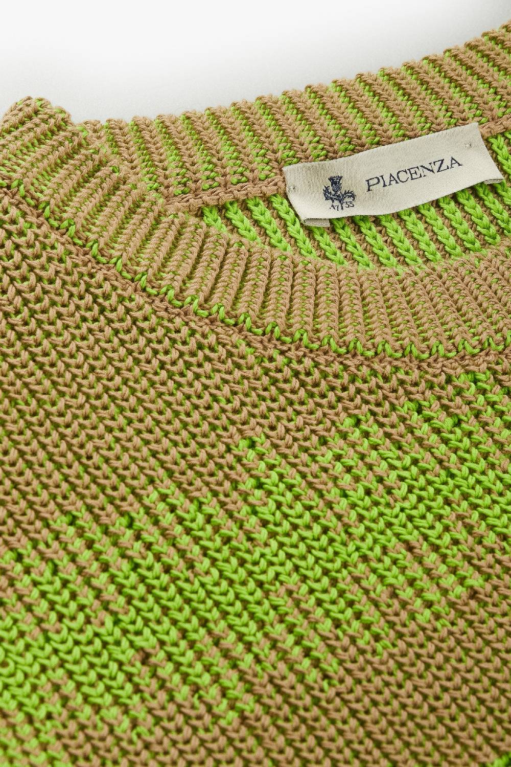 Piacenza 1733 Maglione Ikat Striped Cob Naturale E Verde Fluo