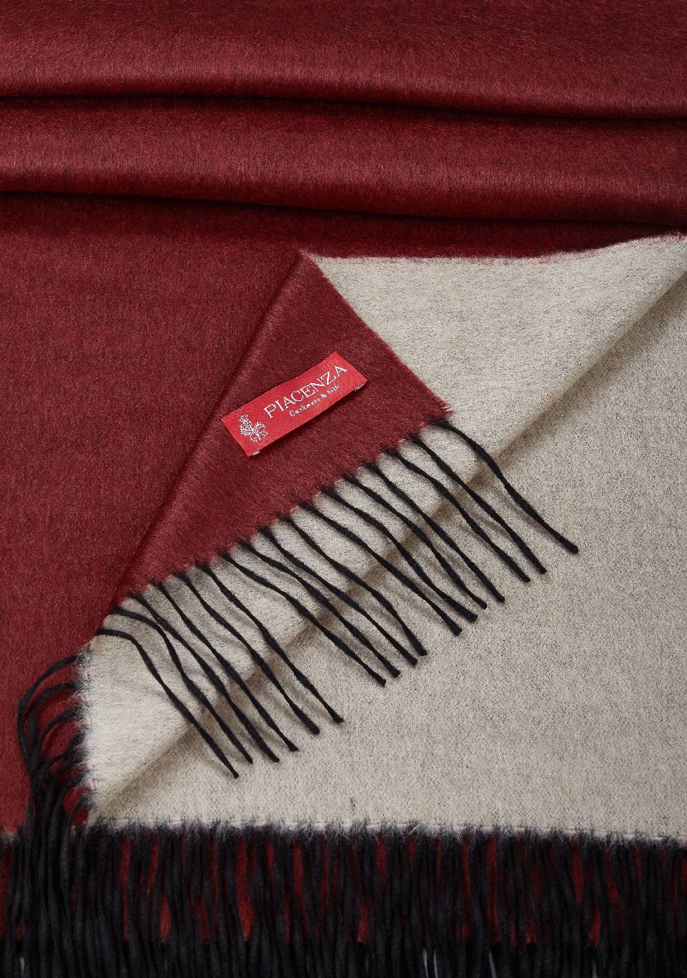 Piacenza 1733 MIRROR Plaid Double Bianco E Bordeaux