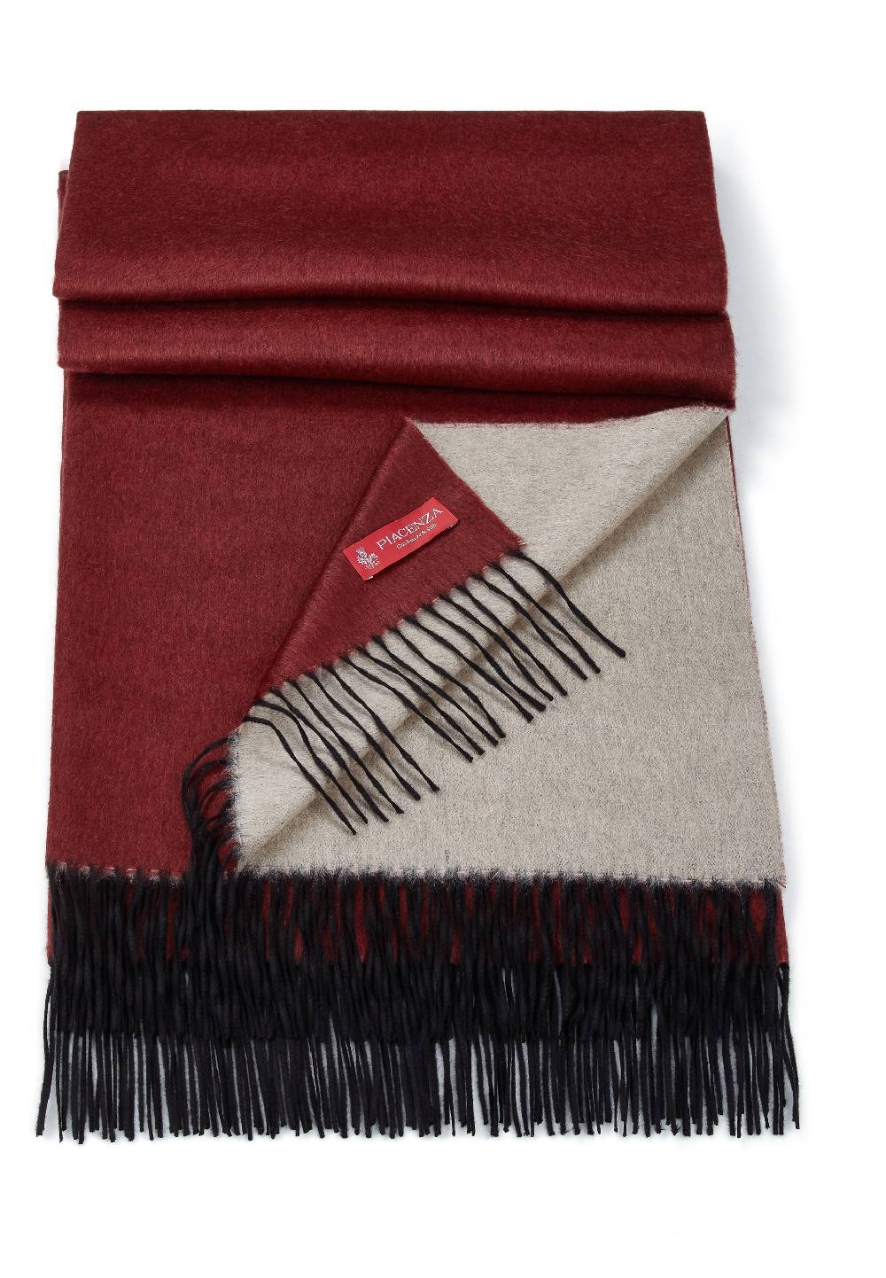 Piacenza 1733 MIRROR Plaid double bianco e bordeaux