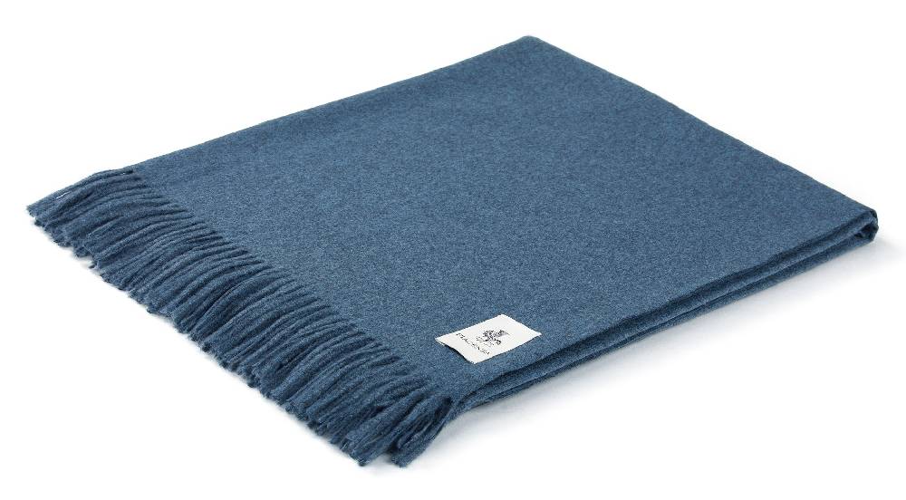 Piacenza 1733 Aeternum Plaid blu in puro Cashmere