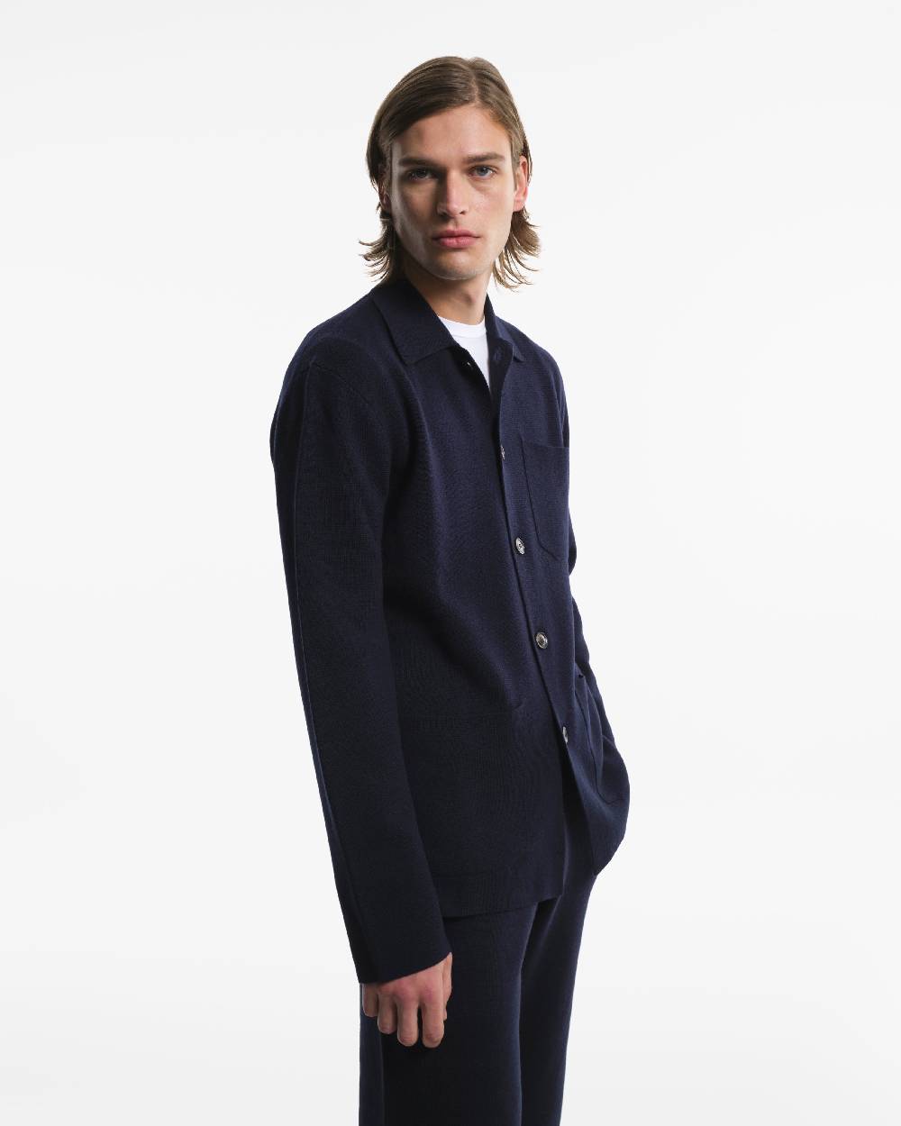 Piacenza 1733 Camicia In Lana Blu