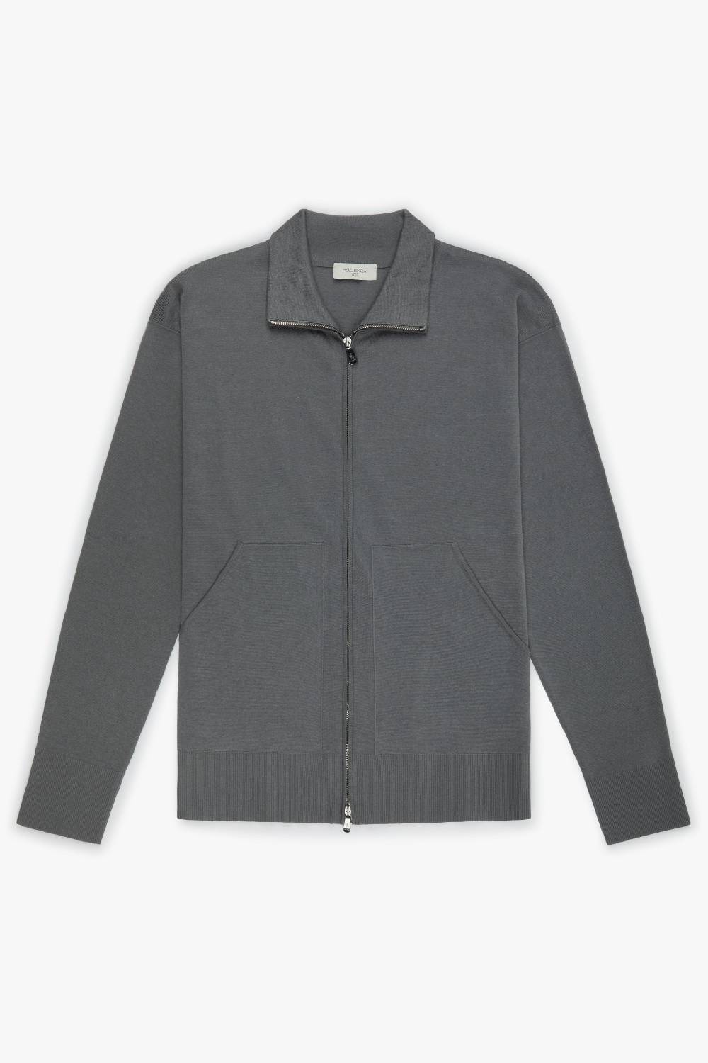 Piacenza 1733 Cardigan full zip grigio scuro