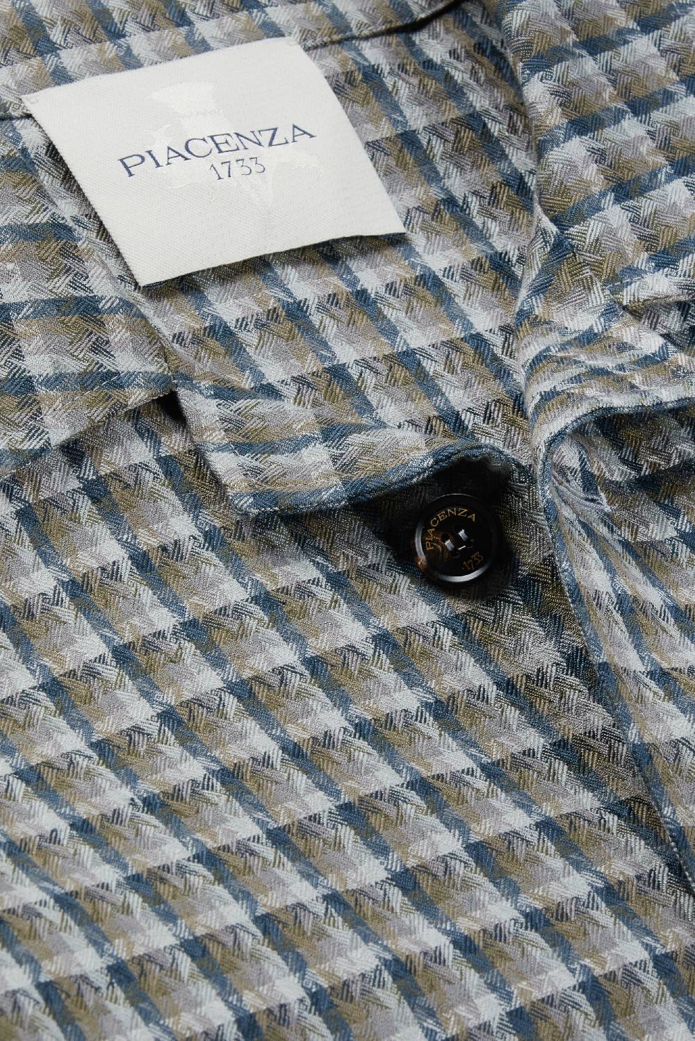 Piacenza 1733 Giacca Camicia Grigio E Azzurro