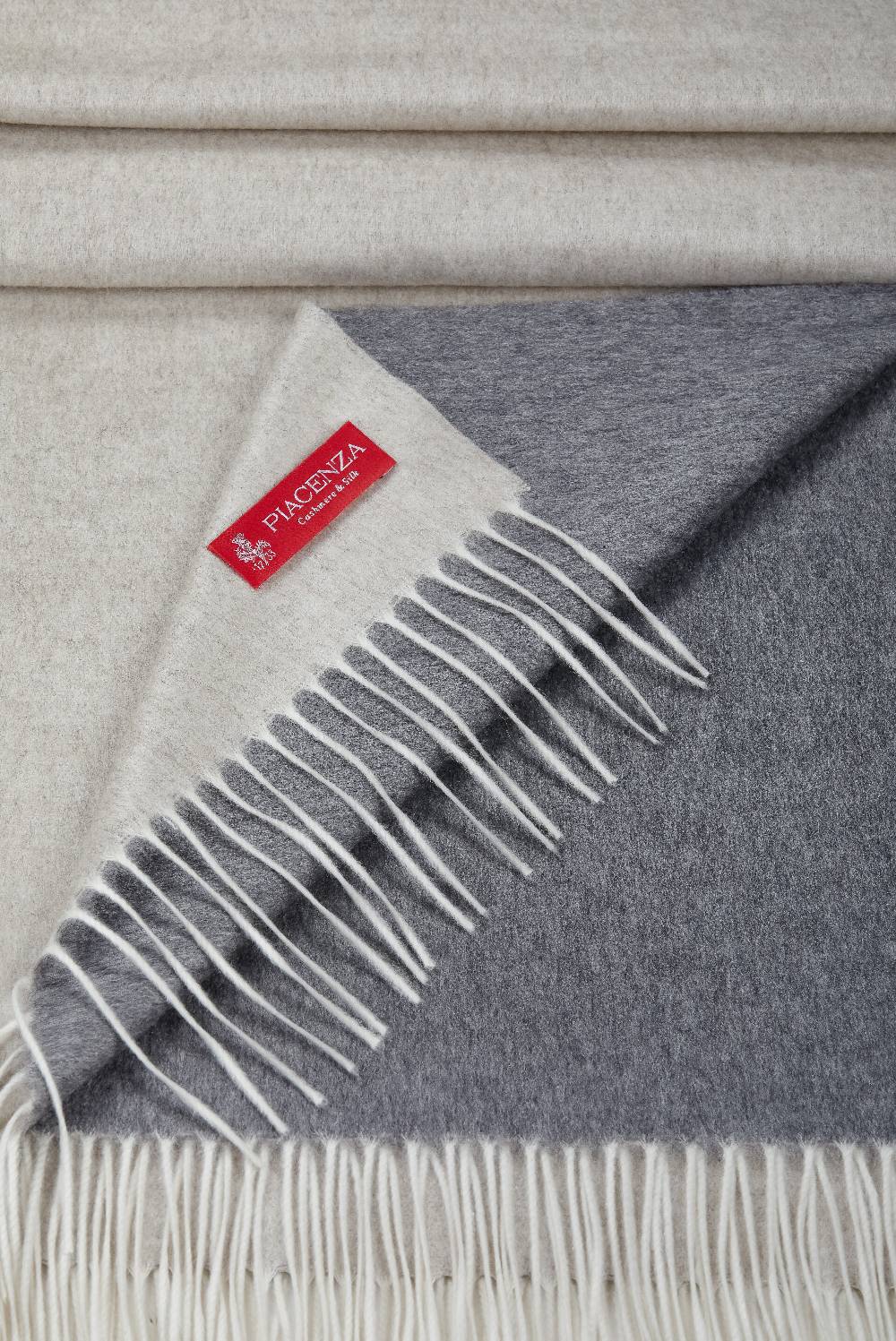 Piacenza 1733 MIRROR Plaid Double Grigio E Bianco