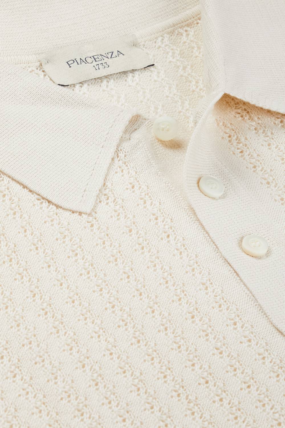 Piacenza 1733 Polo Broken Cable Rib Panna