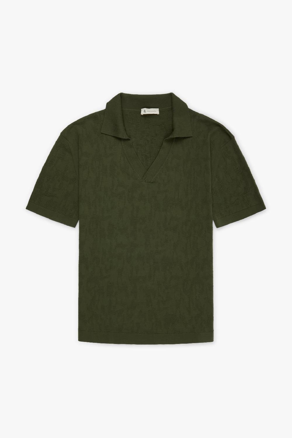 Piacenza 1733 Polo jacquard mesh camo verde scuro