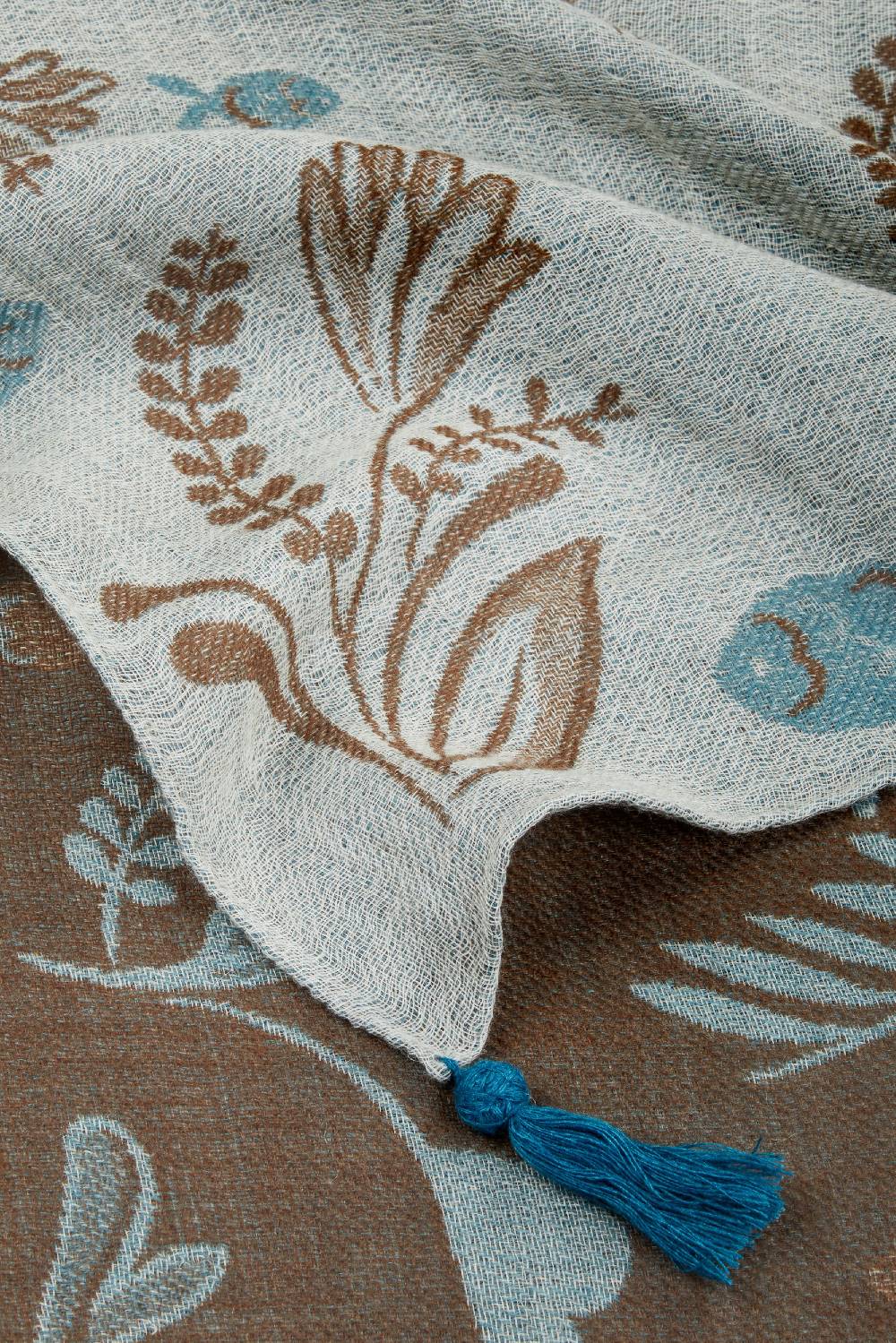 Piacenza 1733 Stola Baltica Nocciola E Azzurro