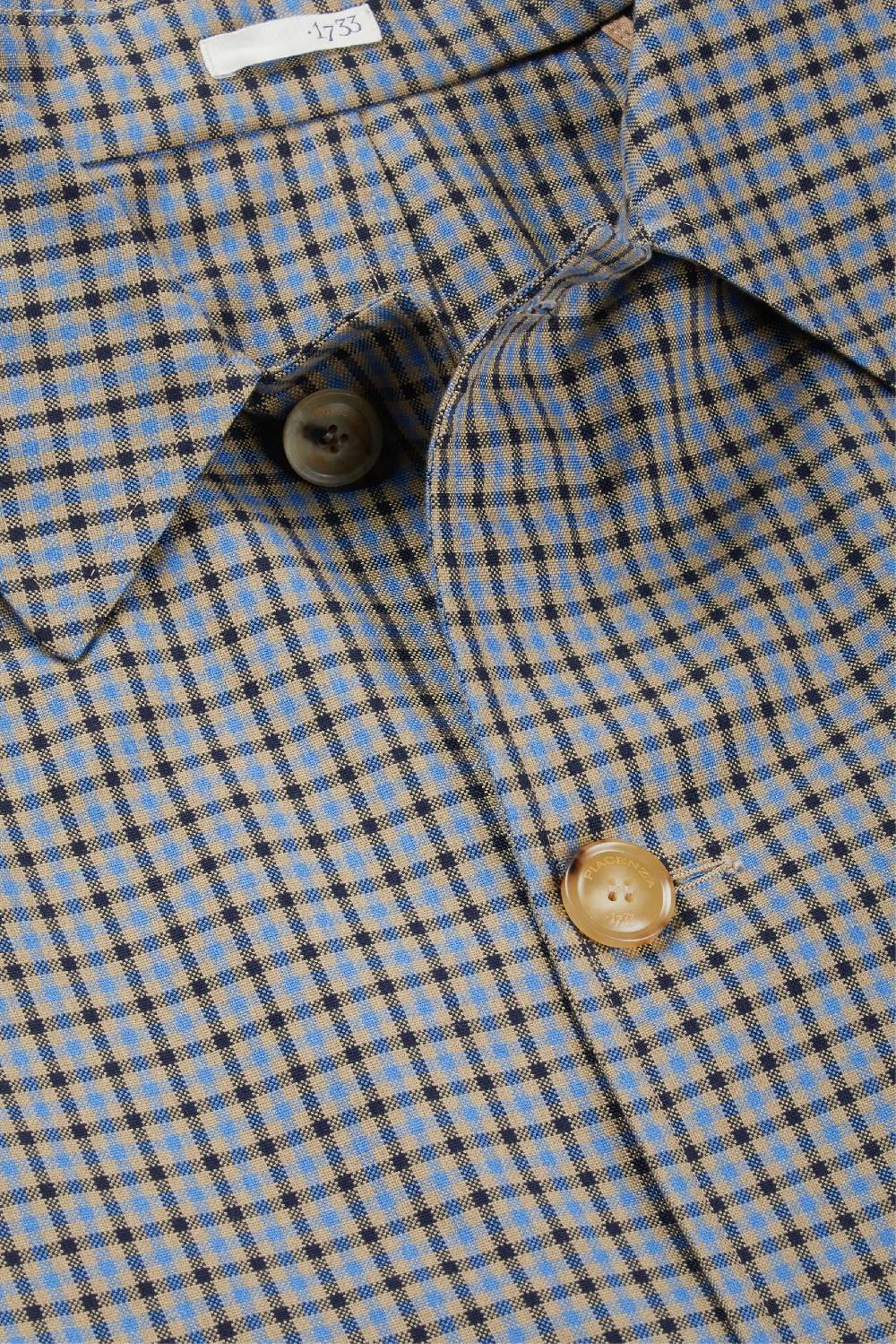 Piacenza 1733 Trench Micro Check Azzurro E Marrone