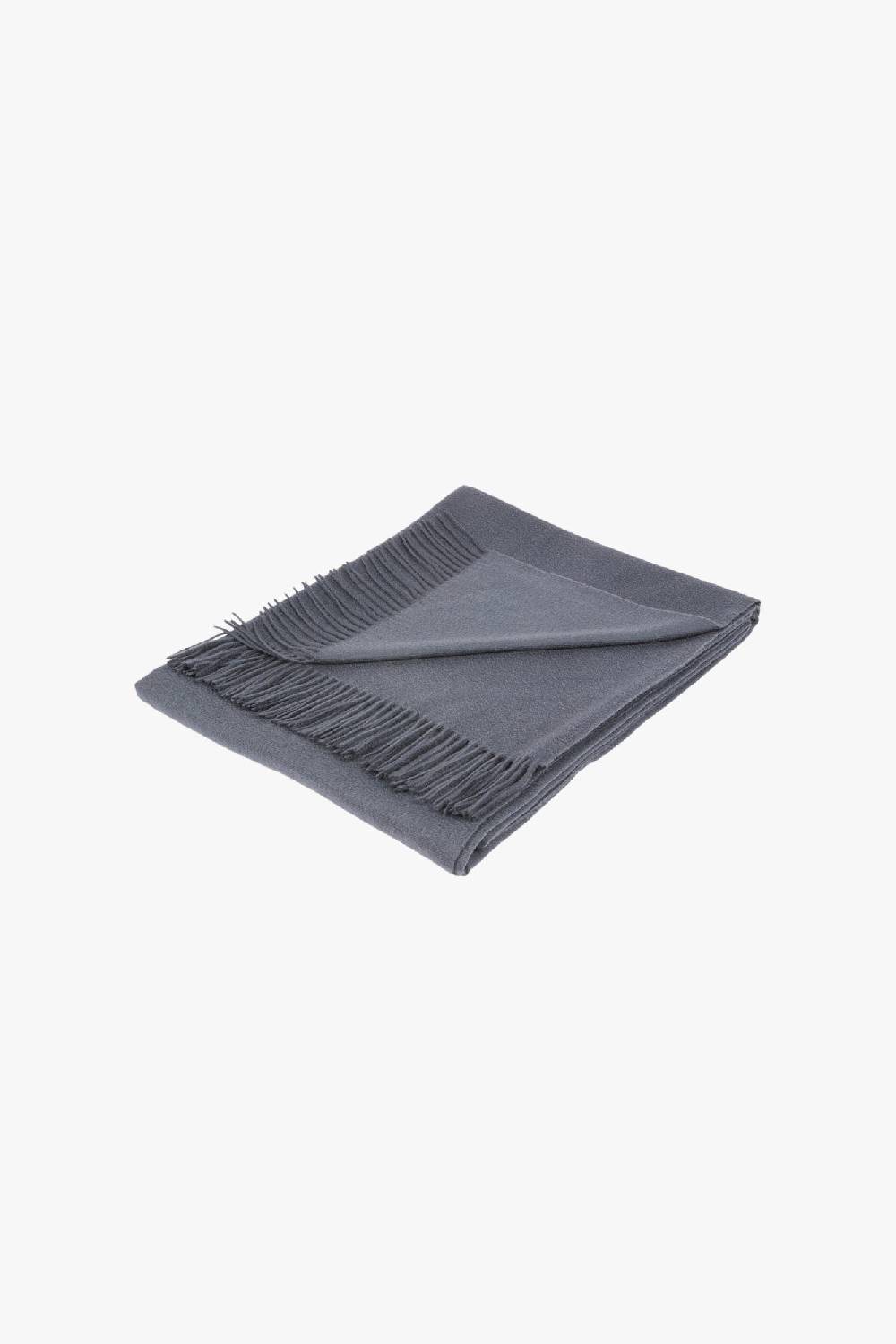 Piacenza 1733 Plaid Grigio 150x180 Con Frange Arrotolate