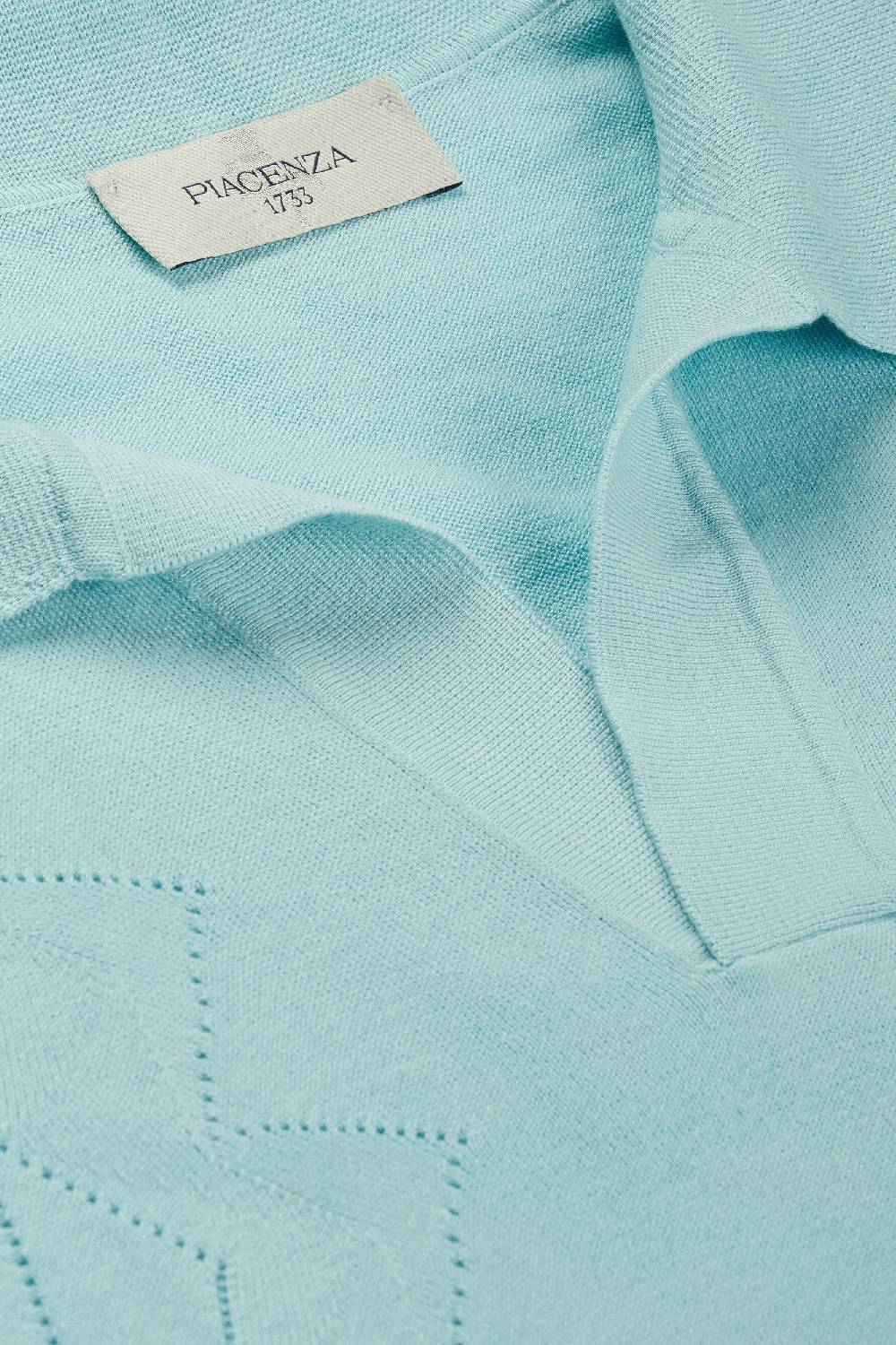 Piacenza 1733 Polo Havana Zig Zag Pointelle Azzurro