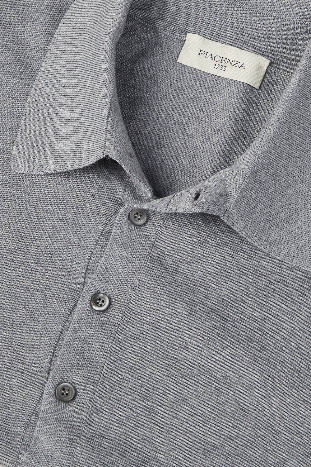 Piacenza 1733 Polo Lana Merino Super Fine Grigio Chiaro