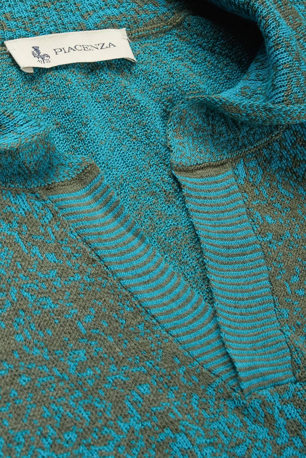 Piacenza 1733 Polo Maniche Lunghe Pixel Shadow Stripe Azzurro E Verde