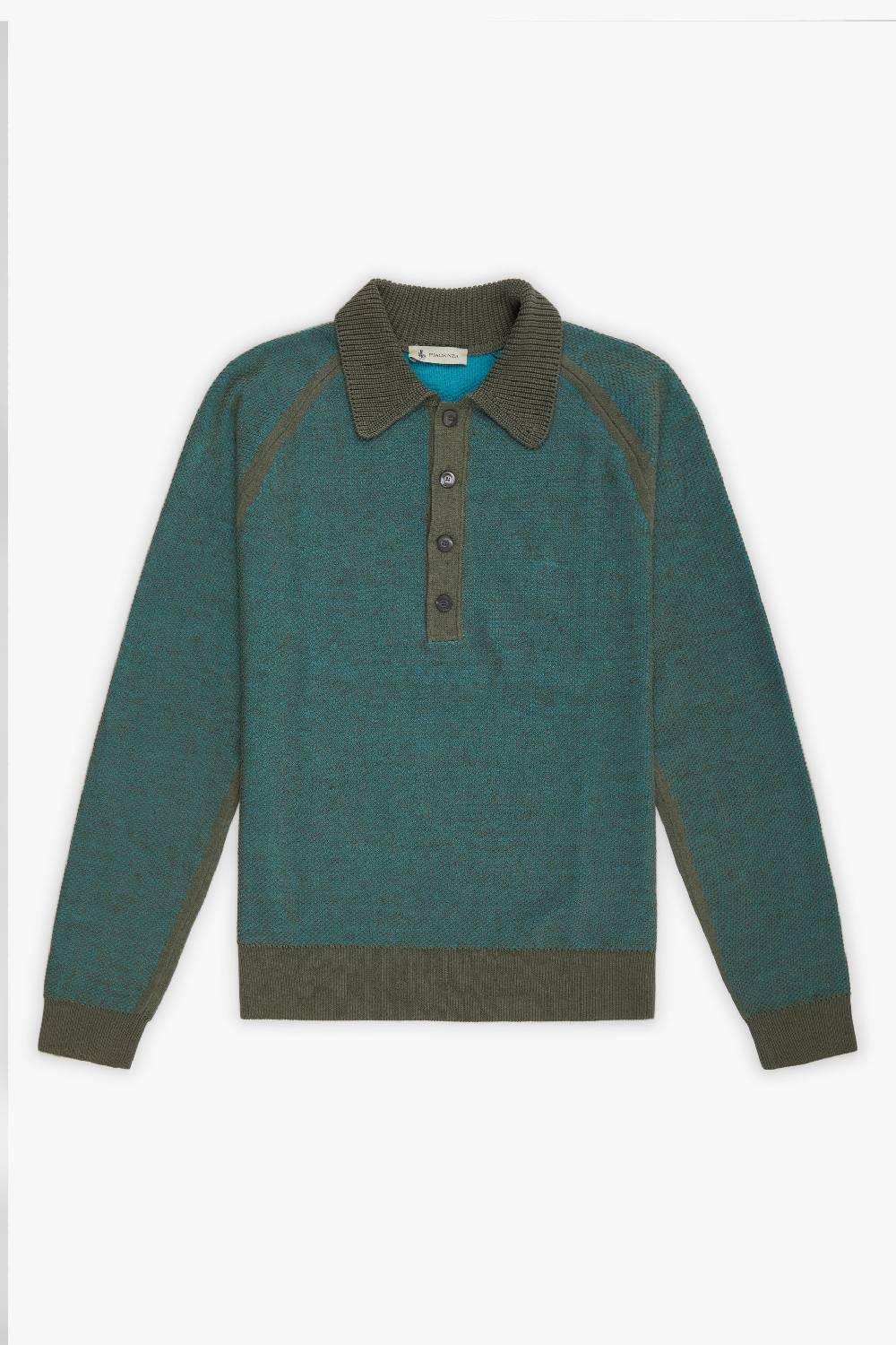Piacenza 1733 Polo maniche lunghe two tone honey comb verde