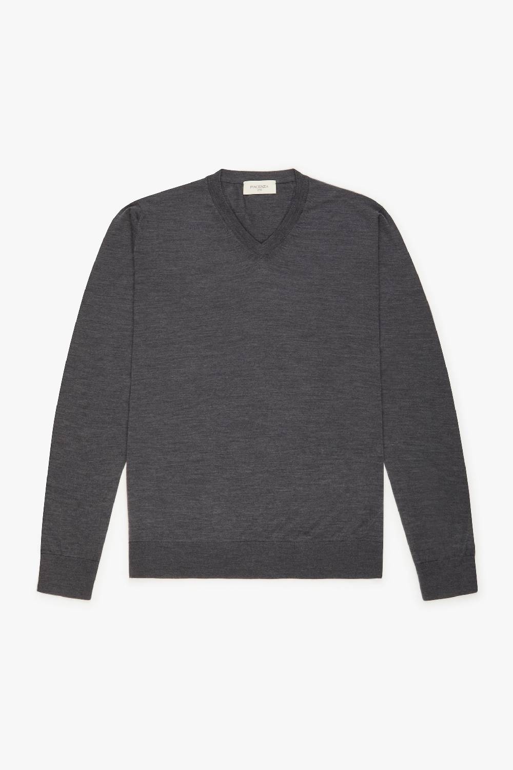 Piacenza 1733 Scollo V lana merino super fine antracite