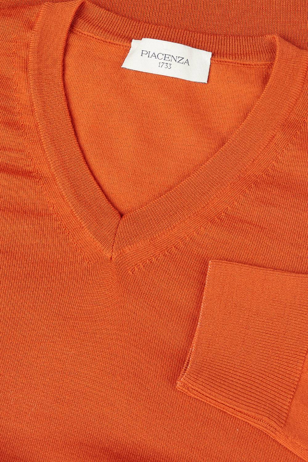 Piacenza 1733 Scollo V Lana Merino Super Fine Arancio
