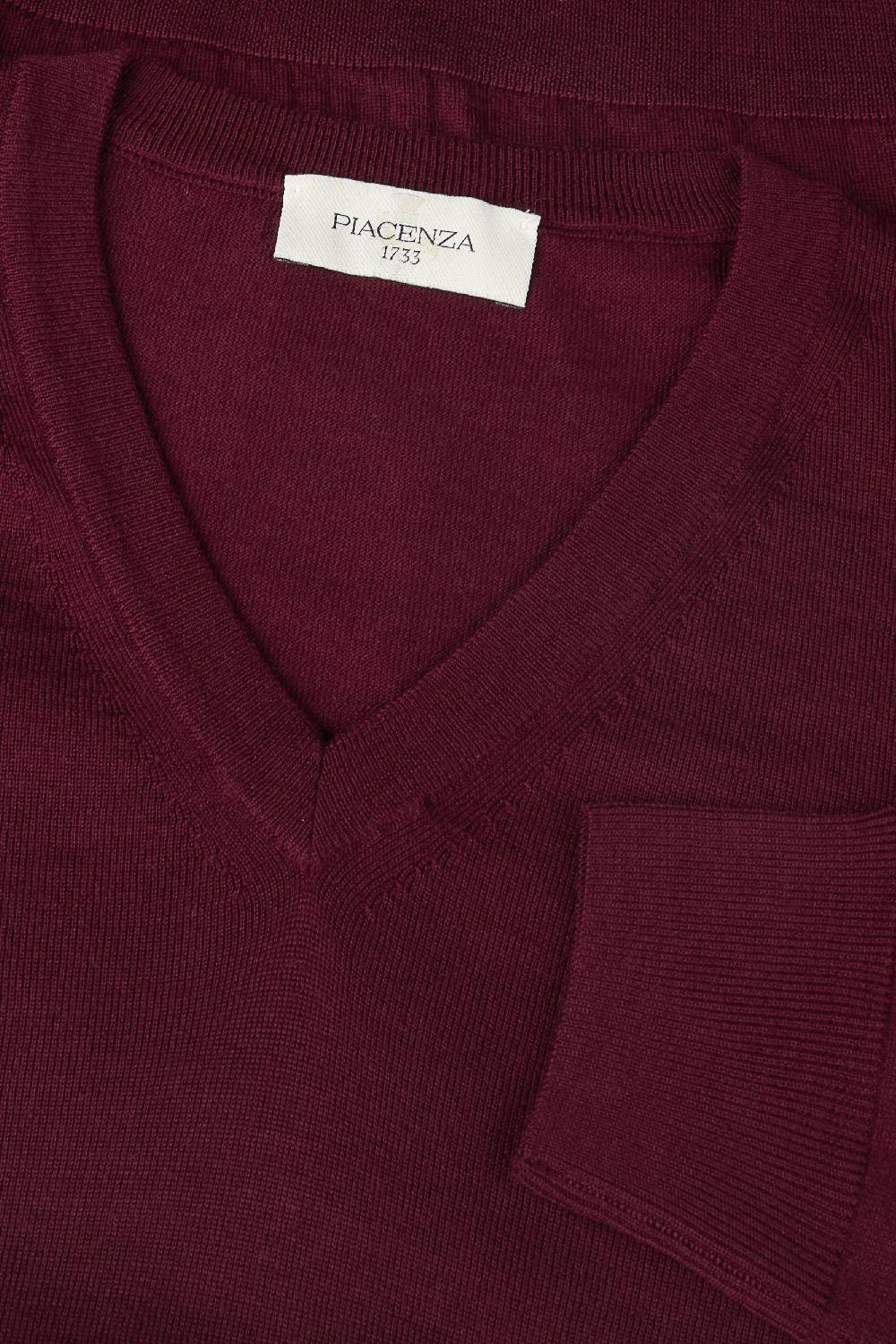 Piacenza 1733 Scollo V Lana Merino Super Fine Bordeaux