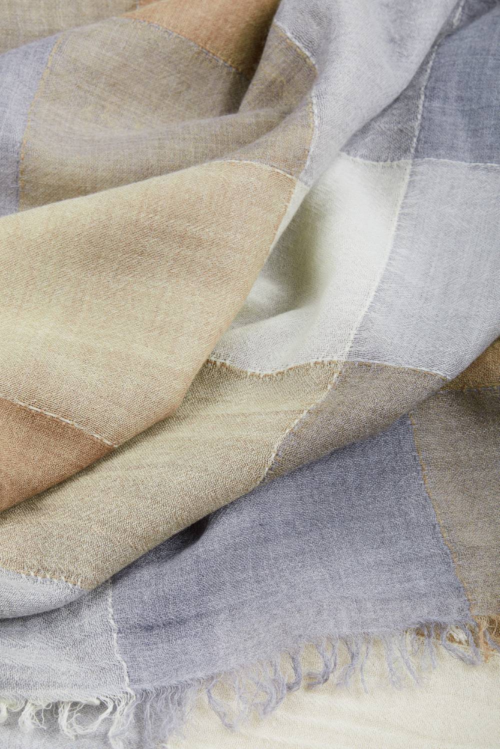 Piacenza 1733 Stola Heritage Quadro Bianco, Nocciola E Grigio