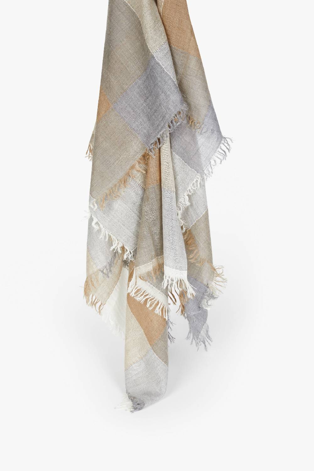 Piacenza 1733 Stola Heritage quadro bianco, nocciola e grigio