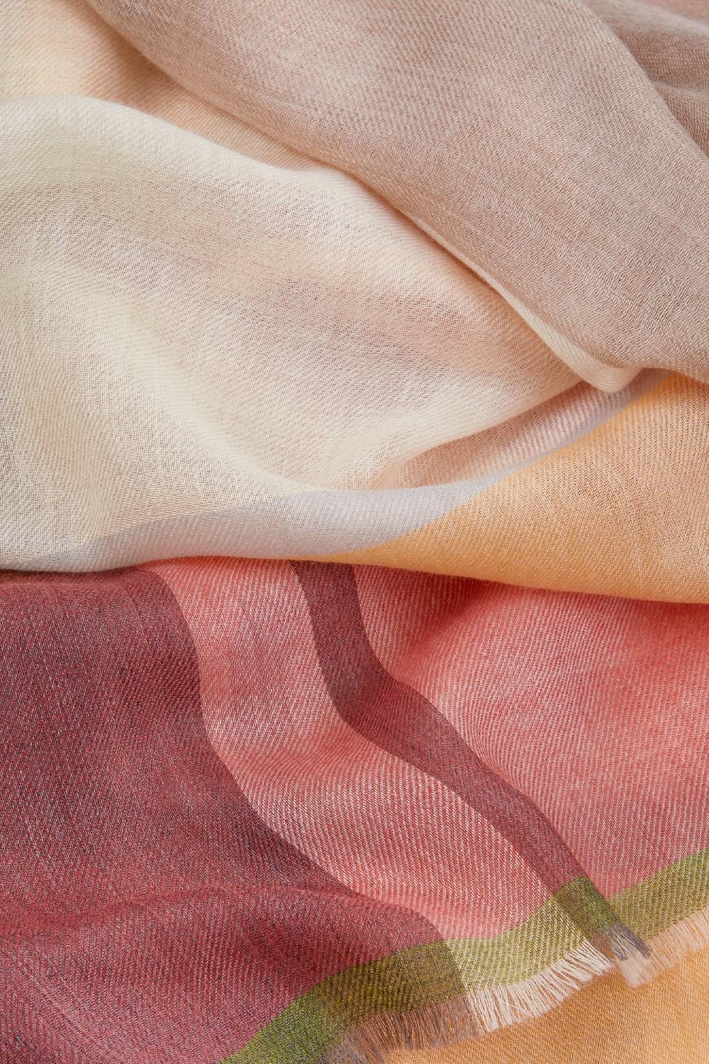 Piacenza 1733 Stola Solstizio Bianco, Cielo, Giallo E Rosso