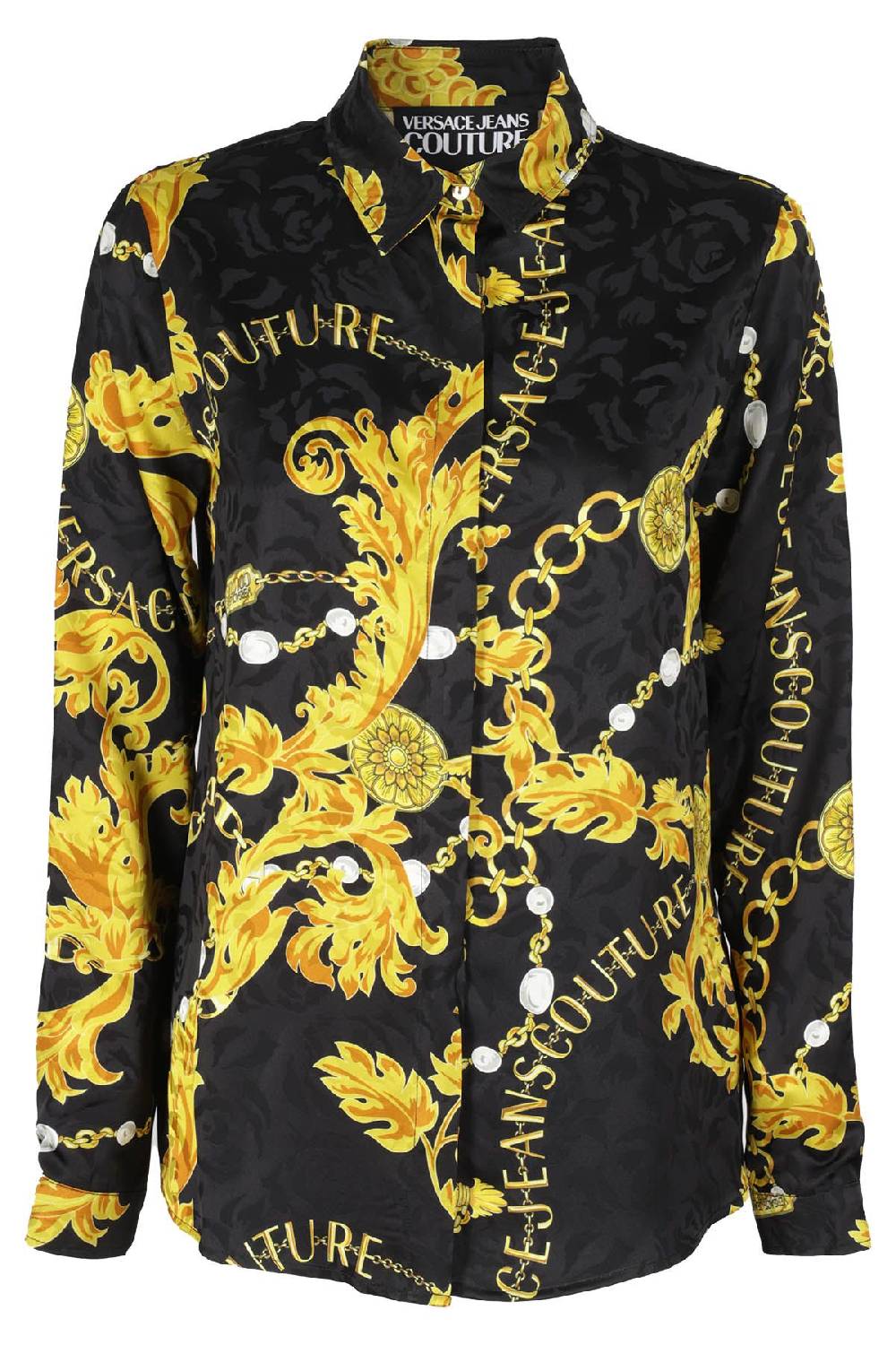 VERSACE JEANS COUTURE Camicia Jacquard Chain Oro Nero