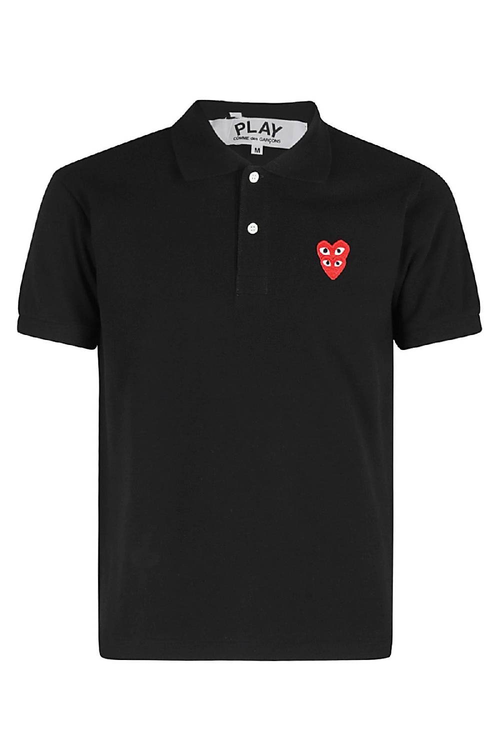 COMME DES GARCONS PLAY Polo Red Hearts Nera