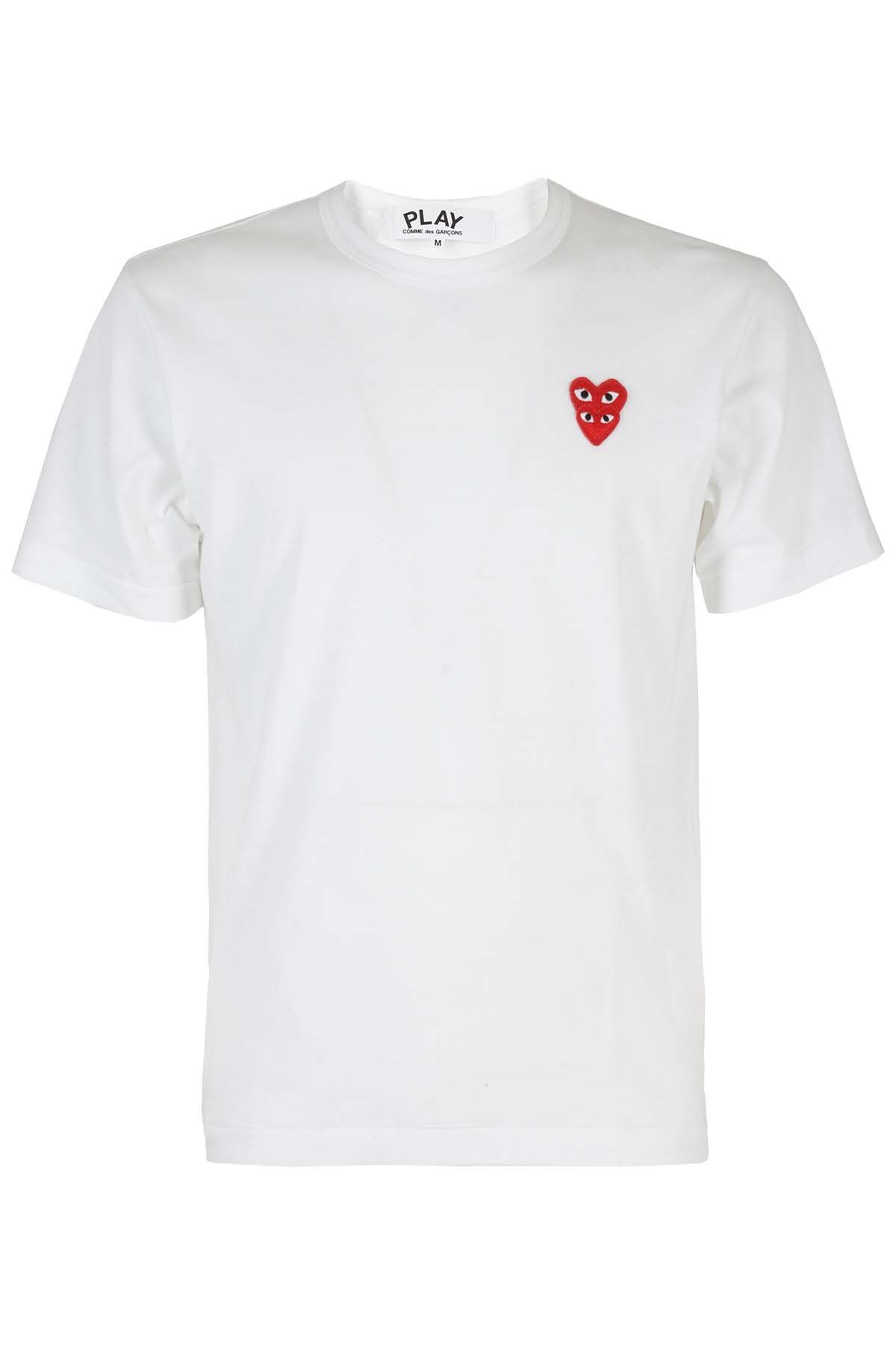 COMME DES GARCONS PLAY T-shirt Red Hearts Bianca