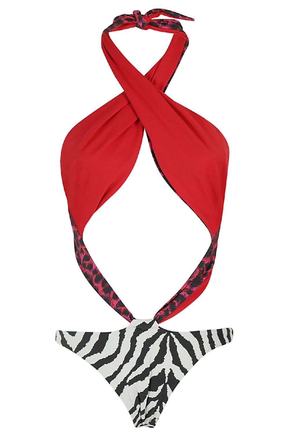 REINA OLGA Costume Trikini Showpony Red Leo White Zebra