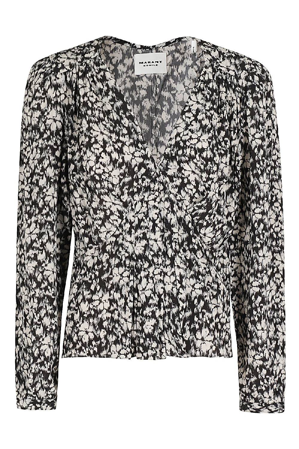 MARANT ETOILE Camicia Eddy Floreale Nera Bianca