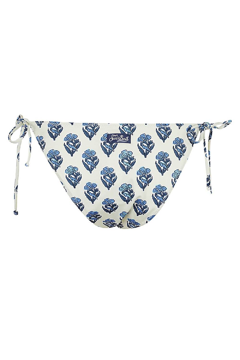MC2 SAINT BARTH Bikini Slip Flower Bianco E Blu